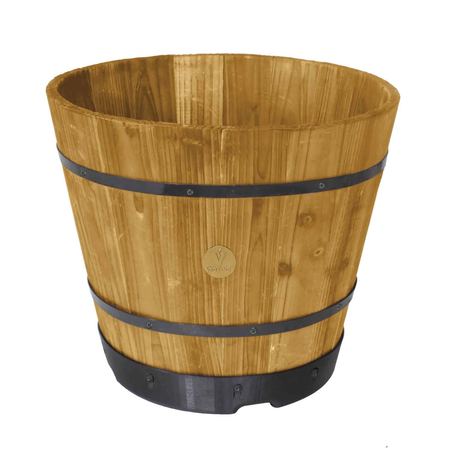 VegTrug Wooden Barrel 37cm - Natural - FSC 100%