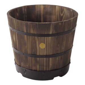 VegTrug Wooden Barrel 46cm - Burnt Oak - FSC 100%