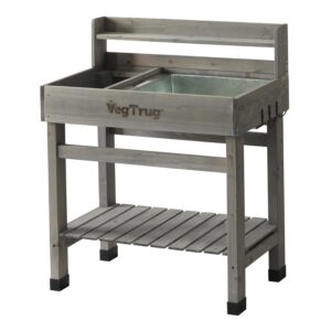 Deluxe Potting Table (inc tray and hooks) - Grey Wash - FSC 100%