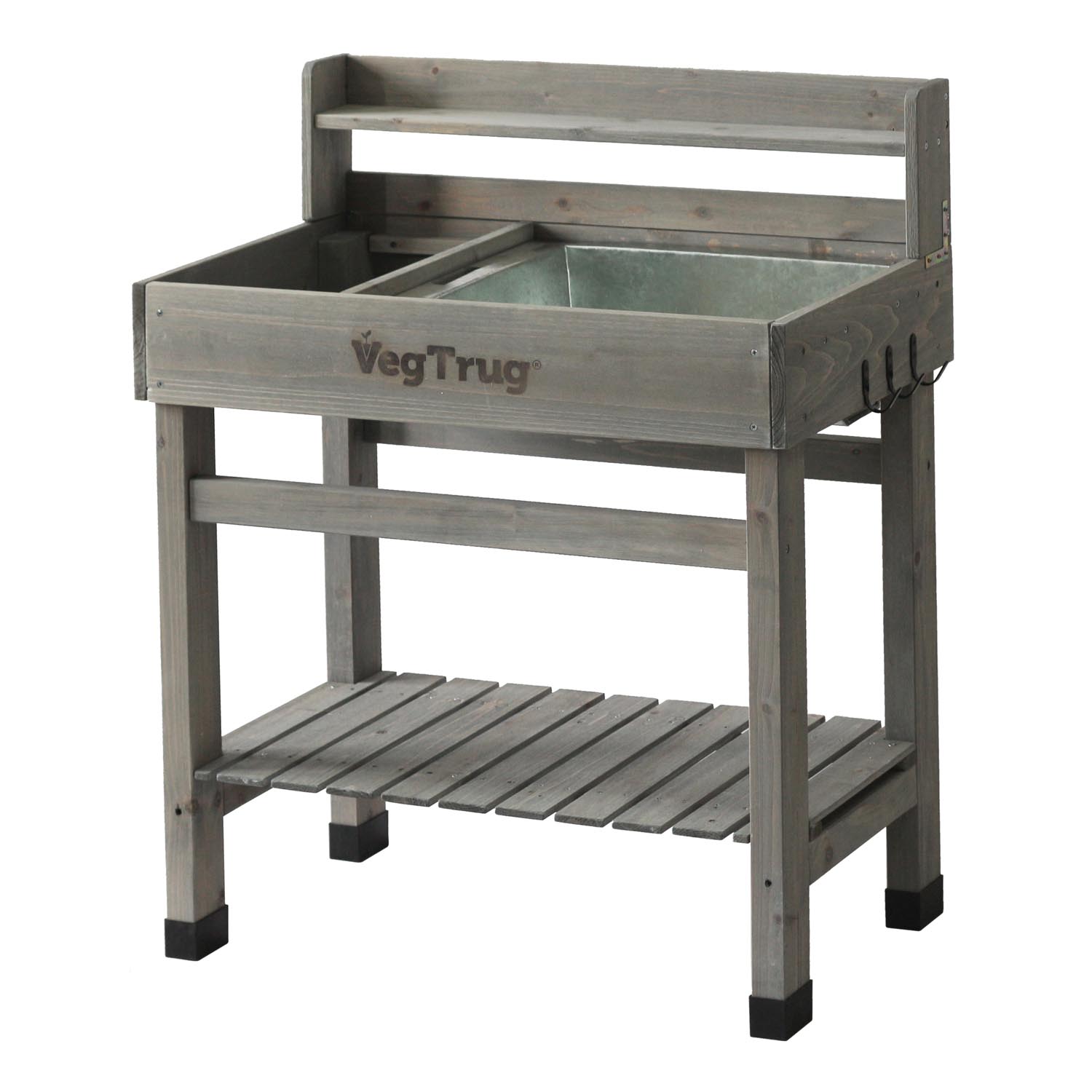 Deluxe Potting Table (inc tray and hooks) - Grey Wash - FSC 100%
